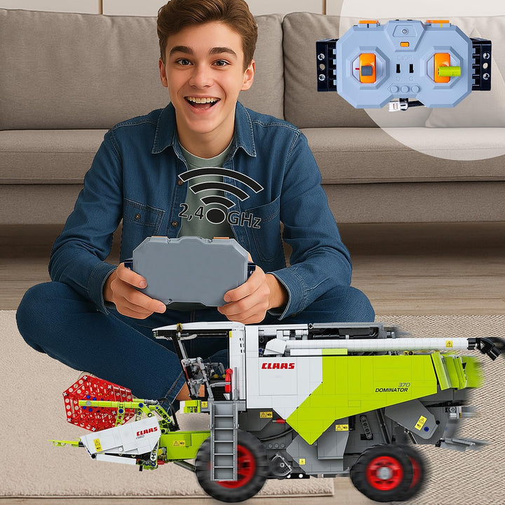 JAMARA 402873 CADA Claas Dominator 370 1:18 2,4GHz Bricks, Kinder Landwirtschaft ab 14 Jahre, RC Tec