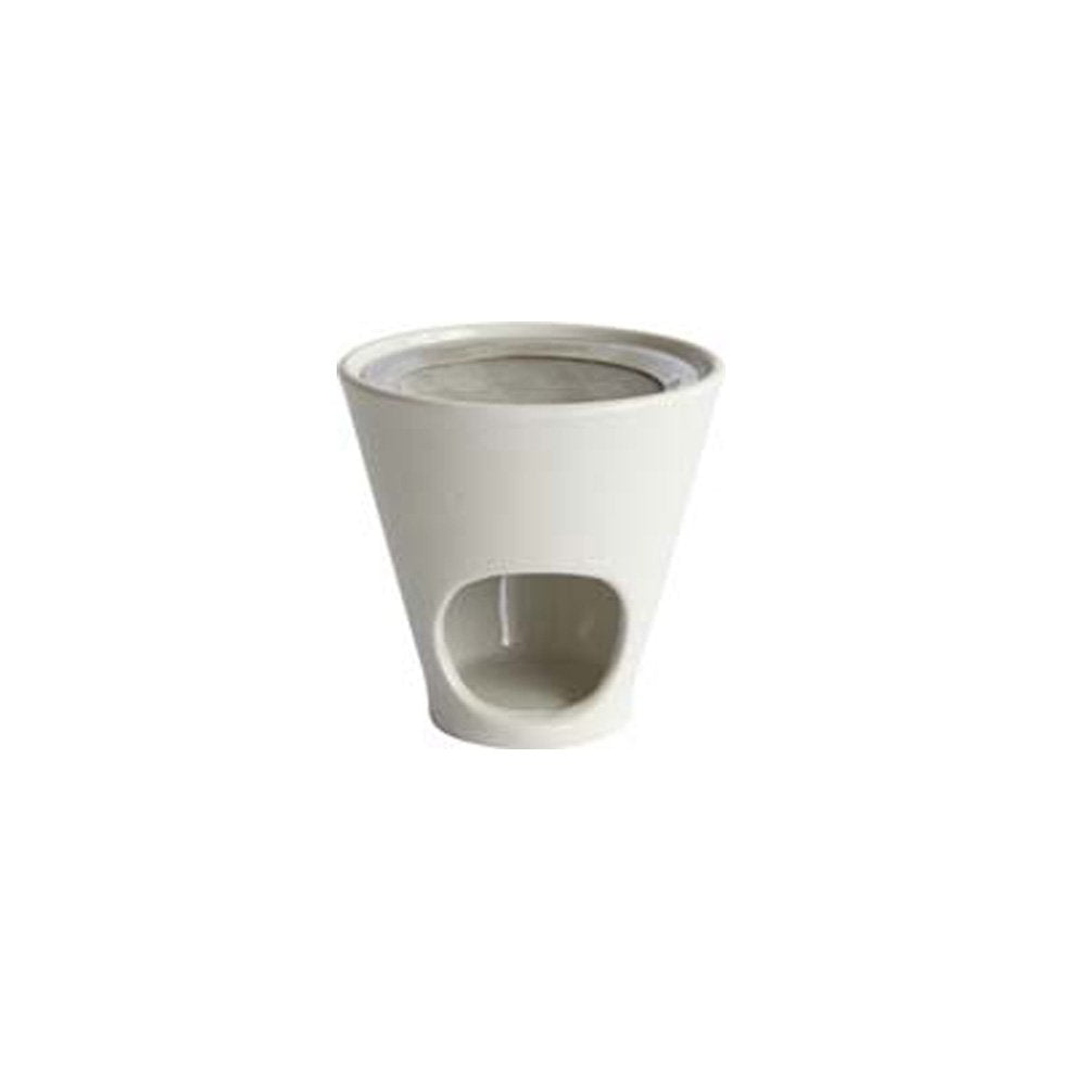 Bitto Weihrauchbrenner Windlicht Jule in Weiss 9,5 cm, Ø 10 cm - FAIR Trade Keramik mit Edelstahlsie