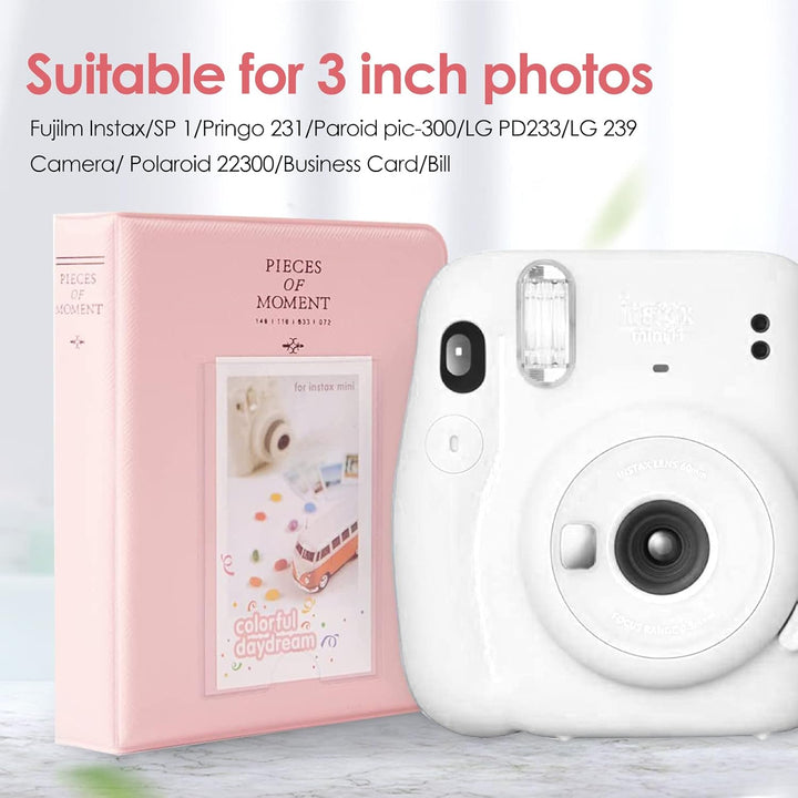 Fotoalbum mit 64 Taschen für Fujifilm Instax Mini 7s, 8, 8+, 9, 25, 50s, 70, 90, 5 x 7,6 cm, Fotobuc