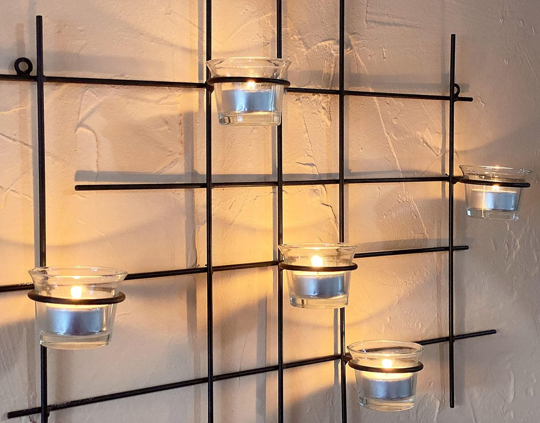 DanDiBo Wandteelichthalter Metall Leuchter 5XXL Wandkerzenhalter 50 cm Teelichthalter Wand Kerzenhal