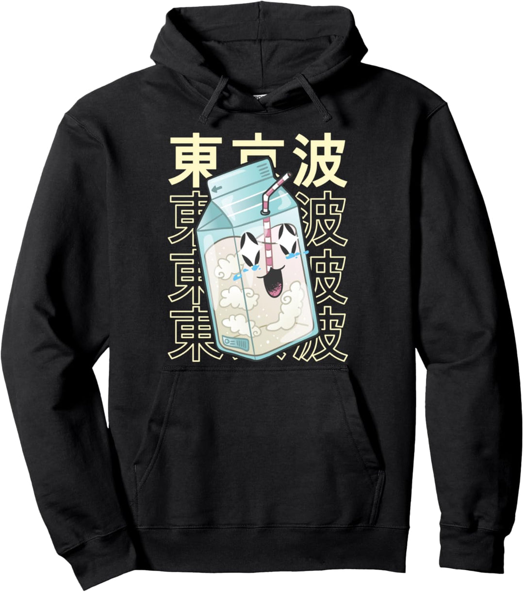 Happy Milk Carton Japanische Kawaii Ästhetische Kinder Anime Girl Pullover Hoodie