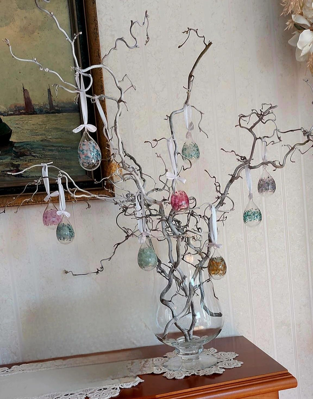 Lauschaer Glas Ostereier aus Glas mit Granulat verschiedene Grössen und Sets mundgeblasen handgeform