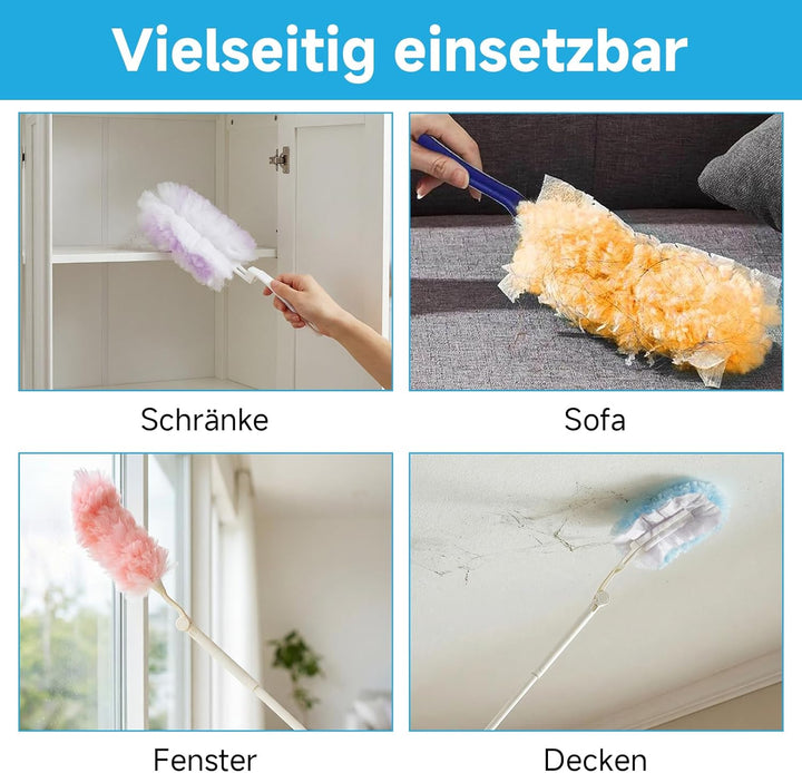 80 Stück für Swiffer Staubmagnet Nachfüllpack, Duster Staubwedel mit 1 Handgriff, 1 Teleskopstange,
