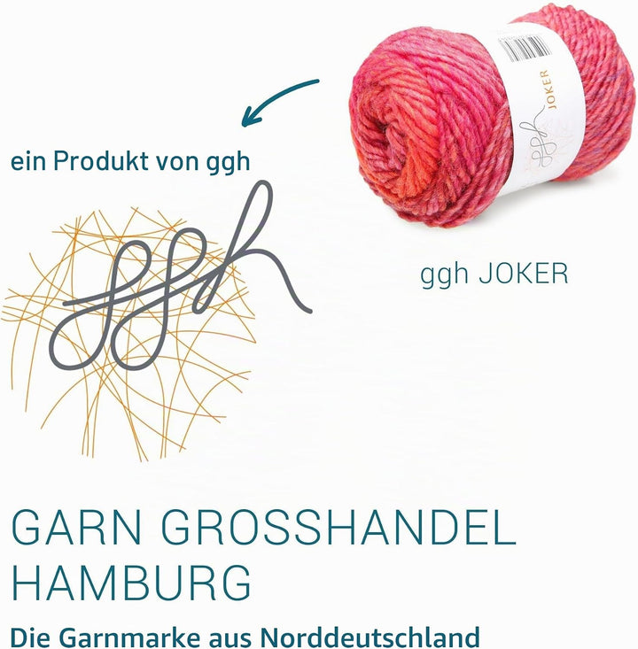 ggh Joker Box - 6 Knäuel - Schurwolle Mischung mit Farbverlauf - Wolle zum Stricken oder Häkeln Farb