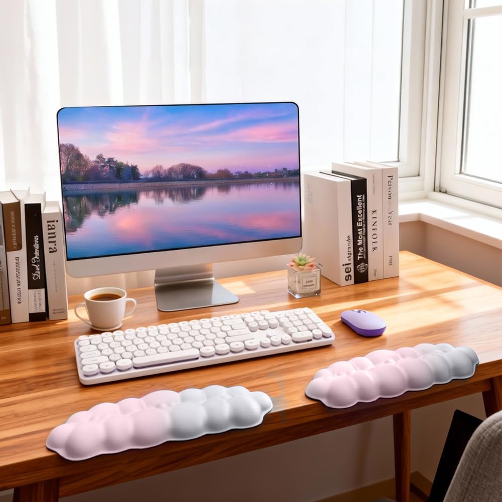 L-förmige Cloud Handballenauflage Tastatur – Ergonomische Armauflage Schreibtisch,Memory-Schaum Ellb
