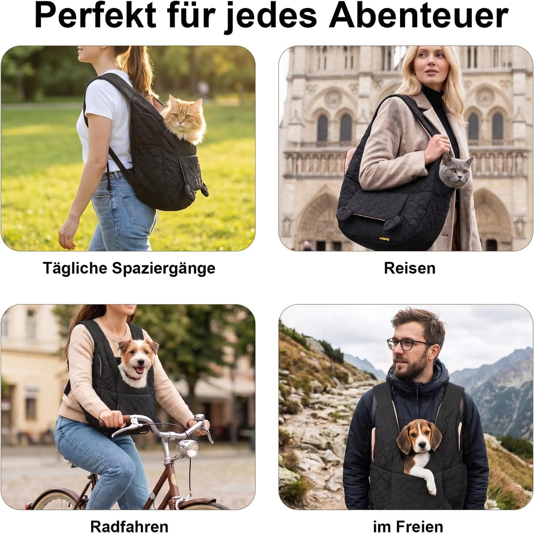 Hundetragetasche Bis 10 Kg, Freihändige Front Hunderucksack mit Verstellbarem Gurt, Bequeme Hunde Tr