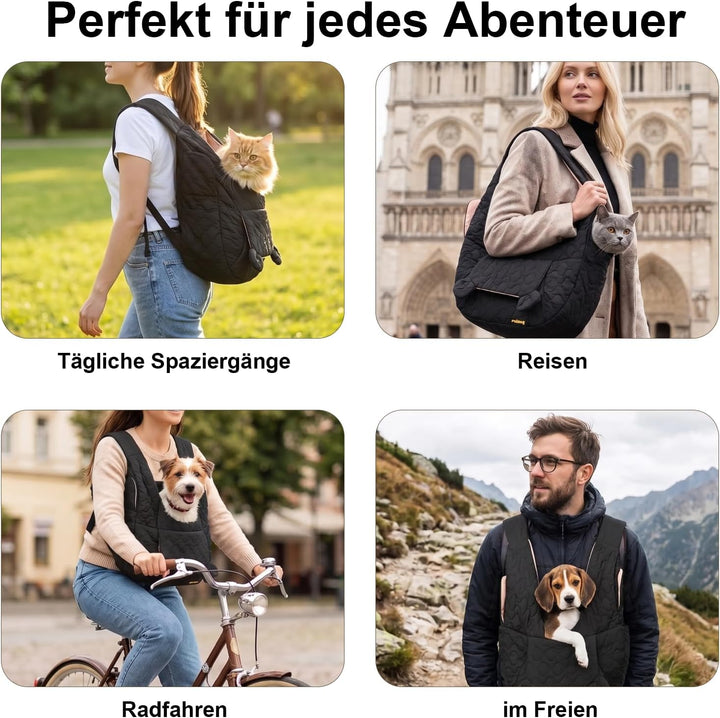 Hundetragetasche Bis 10 Kg, Freihändige Front Hunderucksack mit Verstellbarem Gurt, Bequeme Hunde Tr