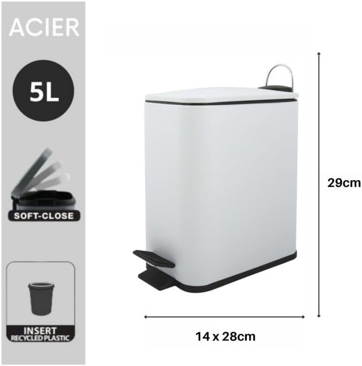 Spirella Kosmetikeimer 5 Liter Edelstahl mit Absenkautomatik und Inneneimer Erik Badezimmer Mülleime