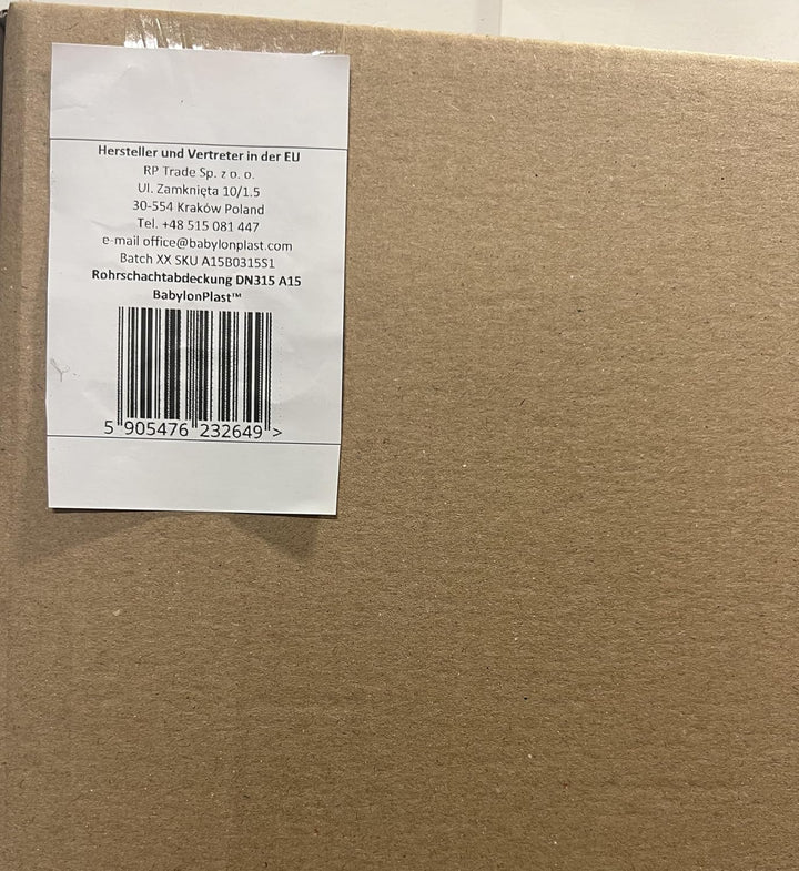 BabylonPlast Schachtabdeckung, Kanaldeckel, DN315, Kunststoff Schachtdeckel 15 kN, Abflusssteigrohr