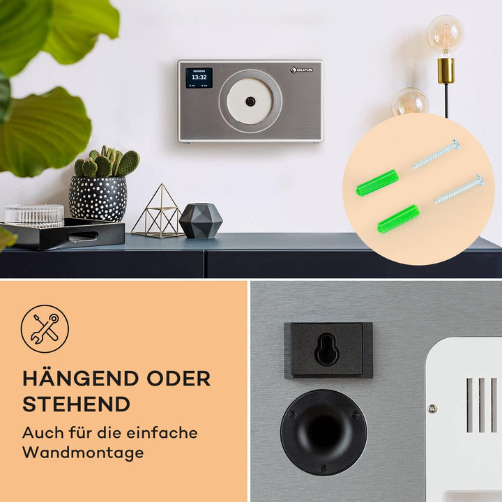 Auna Radio für Küche & Bad, DAB Radio mit CD Player zur Wandmontage, DAB Plus mit Bluetooth, DAB/DAB
