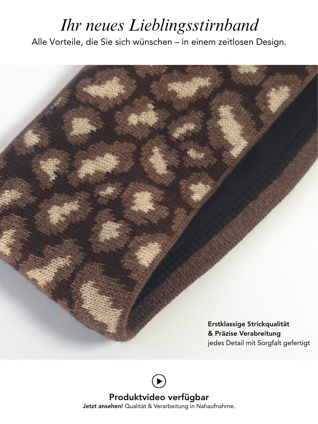 Baesics Stirnband Leo Braun für Damen & Herren – warme & elastische Unisex Ohrenwärmer mit Fleecefut