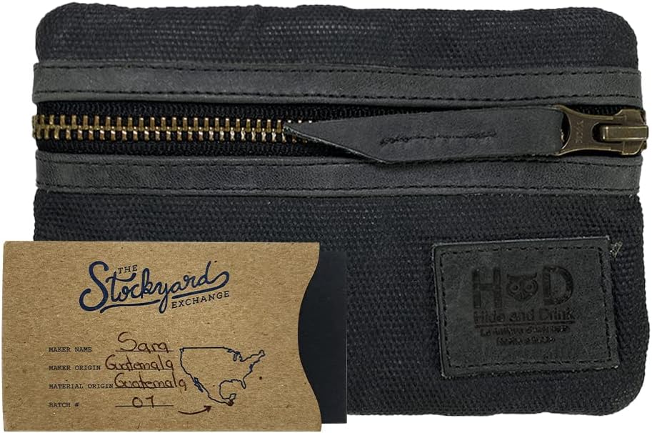 Hide & Drink, Multitool-Tasche, handgefertigt aus gewachstem Segeltuch und Vollnarbenleder Dunkelgra