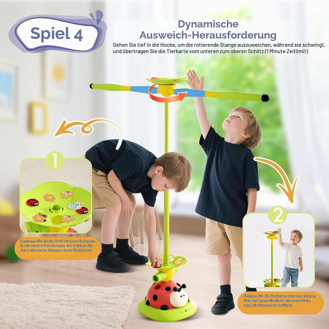RoserRose 5-in-1 Outdoor Spiele für Kinder, Rakete Spielzeug, Springseil, Ringwurfspiel, Ausweich Sp