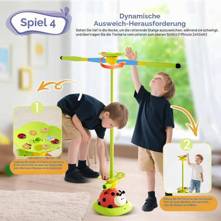 RoserRose 5-in-1 Outdoor Spiele für Kinder, Rakete Spielzeug, Springseil, Ringwurfspiel, Ausweich Sp