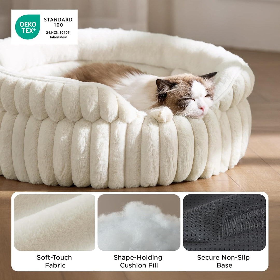 BEDSURE Flauschiges Katzenbett für Wohnungskatzen - 51 x 51 cm kleines rundes Katzenbett, waschbares