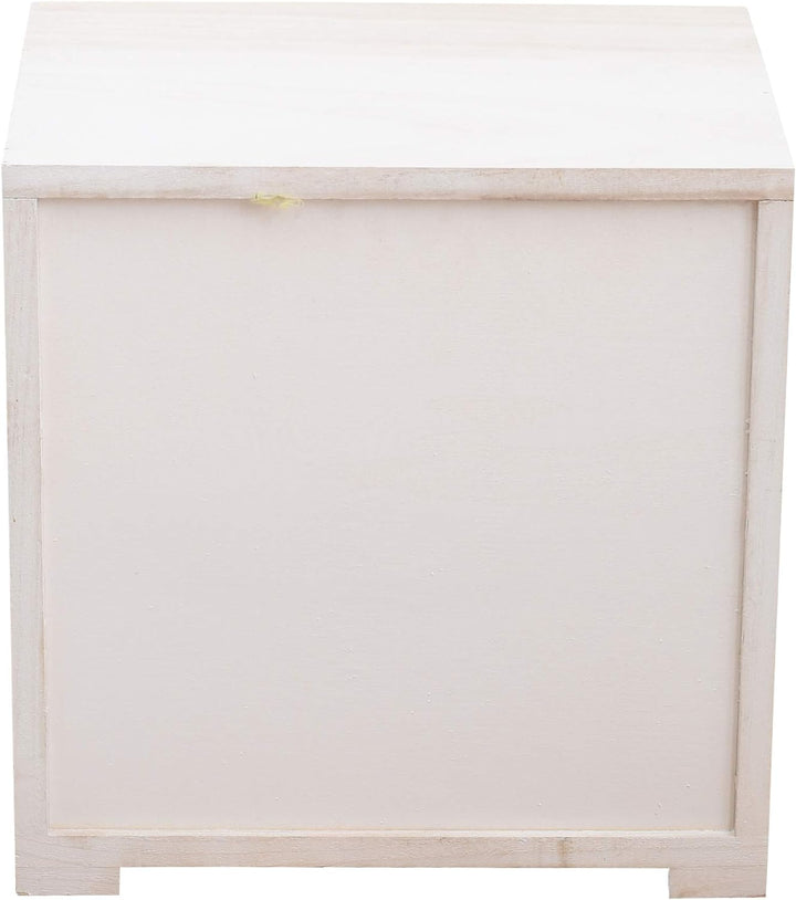 Rebecca Mobili Nachttisch Shabby für Schlafzimmer, Badschrank mit 2 Schubladen, Paulownienholz, Weis