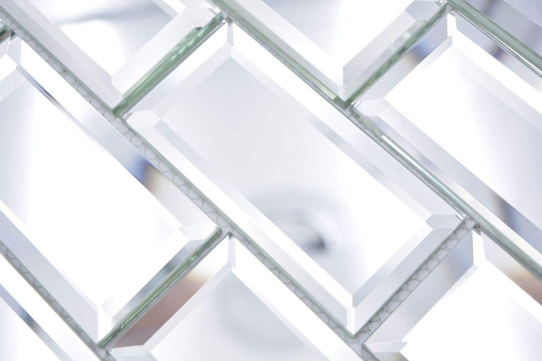 Mosaik Fliese Glasmosaik Spiegelmosaik Rechteck Mirror Metro für WAND KÜCHE Wandverblender Fliesensp