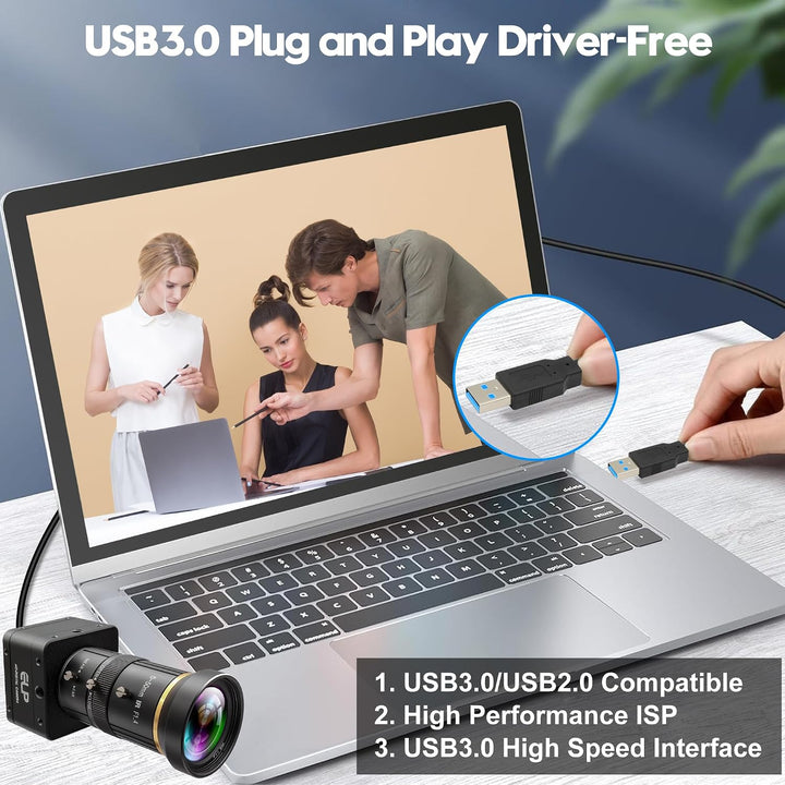 ELP Global Shutter USB3.0 Kamera,5MP 60fps10-facher manueller 5-50mm Varifokal, Bewegungserfassung f