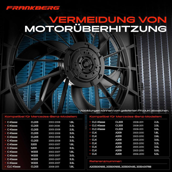 Kühlerlüfter Motorkühler für C-Klasse W203 CL203 S203 CLC-Klasse CL203 C209 A209 2000-2011 203500169