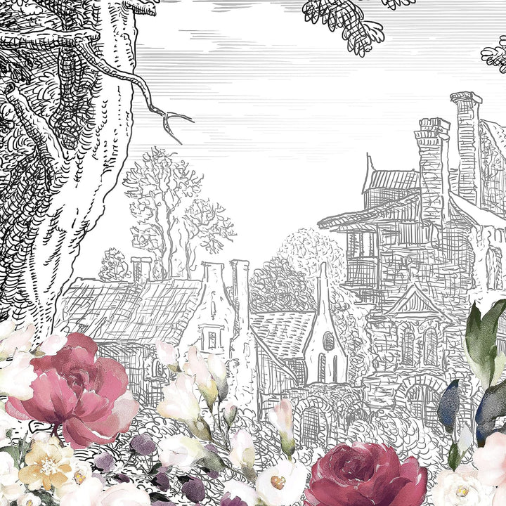 Runa Art Wandbilder Stadt Vintage 5 Teilig Bild auf Vlies Leinwand Deko Wohnzimmer Schlafzimmer Blum