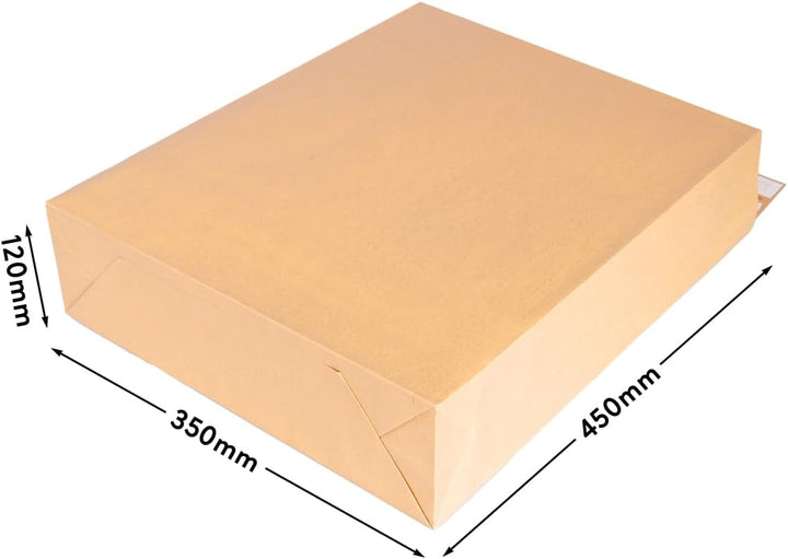 100 Faltentaschen 450x350x120 mm mit Klotzboden, doppelte Haftklebung und Aufreissfaden Versandtasch