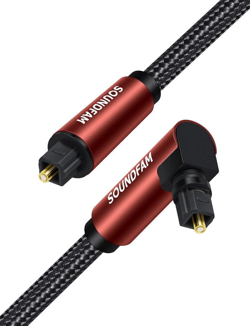 SOUNDFAM Toslink Kabel 90 Grad Optisches Audiokabel, 5 m, Kompatibel mit Fernseher, Soundbar 5 M Wei