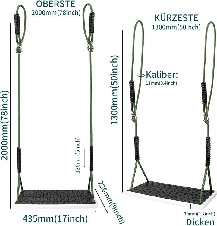 Erwachsene Schaukel, Rutschfester Baumschaukel Verdickter weicher Gummi Schaukelsitz Set mit verstel