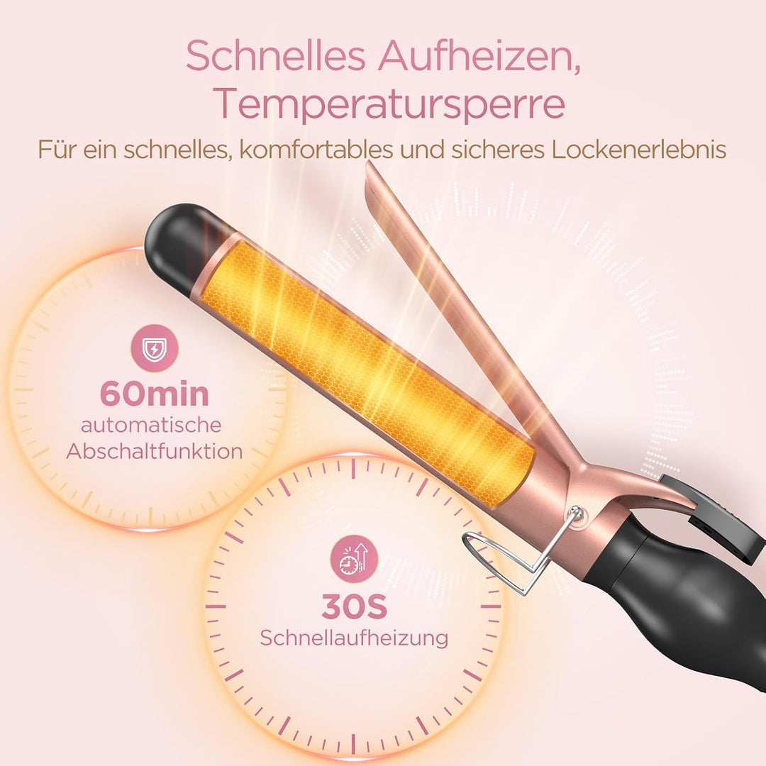 BESTOPE PRO Lockenstab 32mm Grosse Locken, Schnelle Heizung Lockenstäbe Extra Lang, Multi-Temperatur