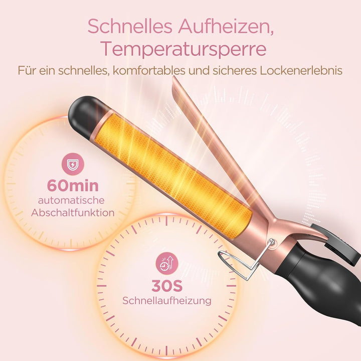 BESTOPE PRO Lockenstab 32mm Grosse Locken, Schnelle Heizung Lockenstäbe Extra Lang, Multi-Temperatur