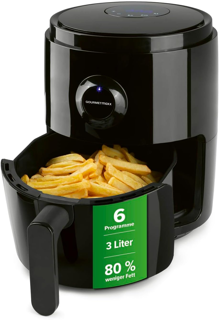 GOURMETmaxx Heissluftfritteuse | 3L Airfryer mit Timer & Touchscreen | Fritteuse mit 8 Funktionen &