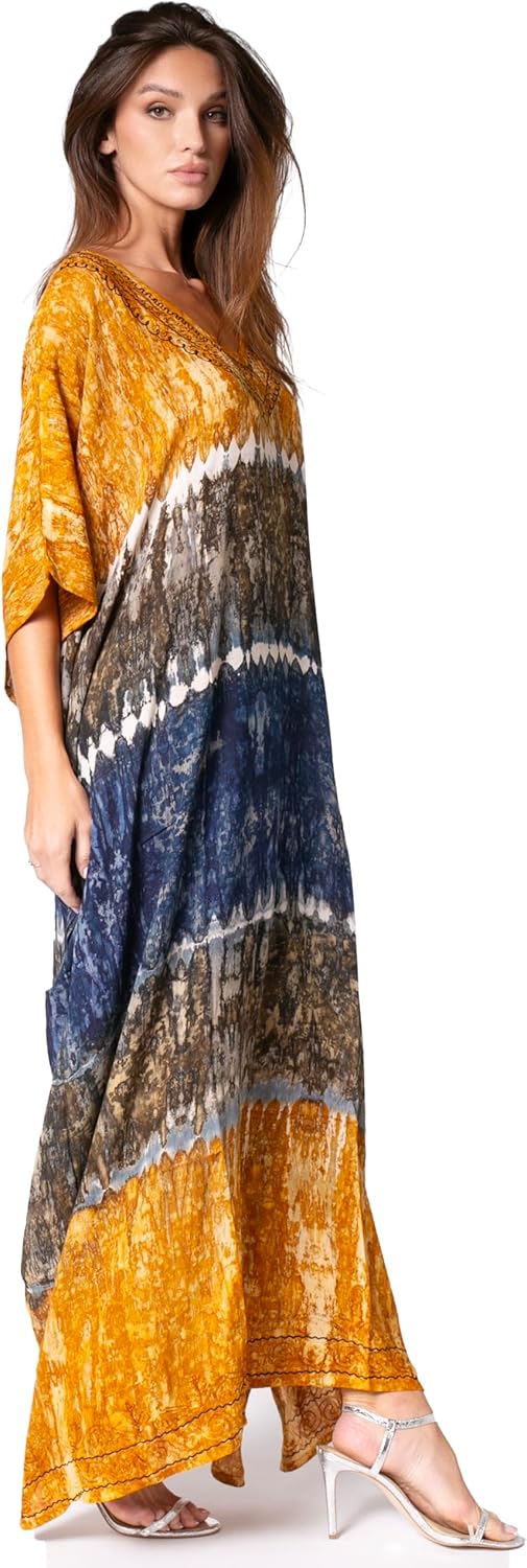 Sakkas Catia Damen Boho Lässig Lang Maxi Caftan Kleid Kaftan Vertuschung LougeWear Einheitsgrösse 18