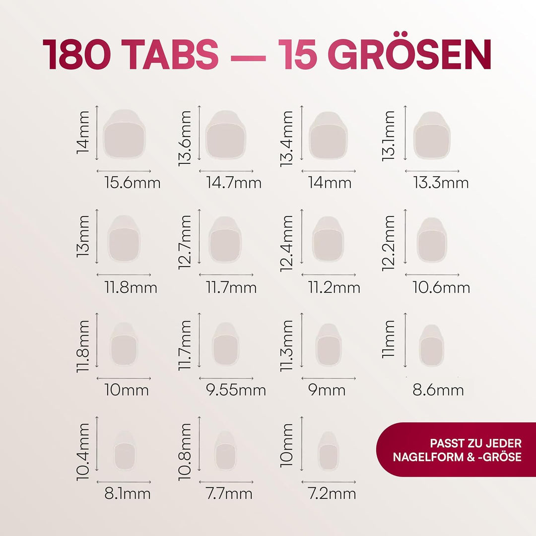 Doonails – Glue Sticker Nagel Klebepads – Spar-Pack - 3x 180 Stück Klebesticker in 15 Grössen – Dopp