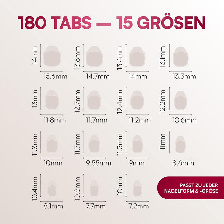 Doonails – Glue Sticker Nagel Klebepads – Spar-Pack - 3x 180 Stück Klebesticker in 15 Grössen – Dopp