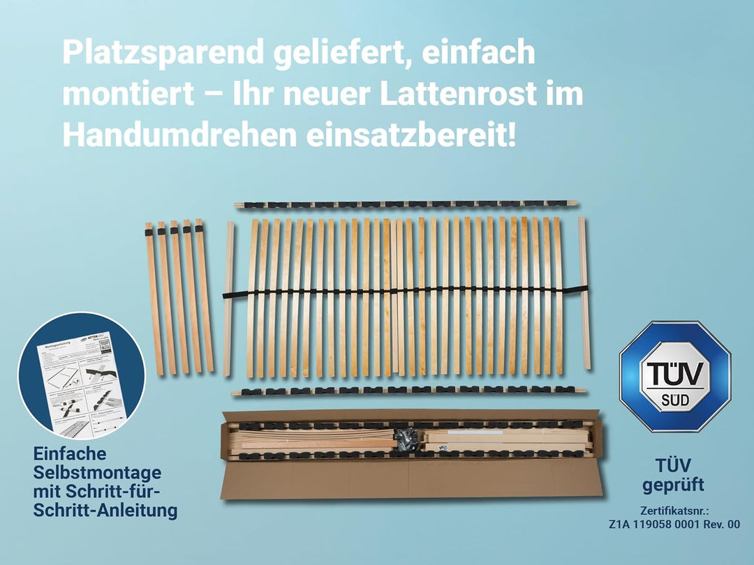 Matratzenset OrthoMatra KSP-500 und Lattenrost Max1 NV zur Selbstmontage Grösse 80 x 200 cm, Farbe H