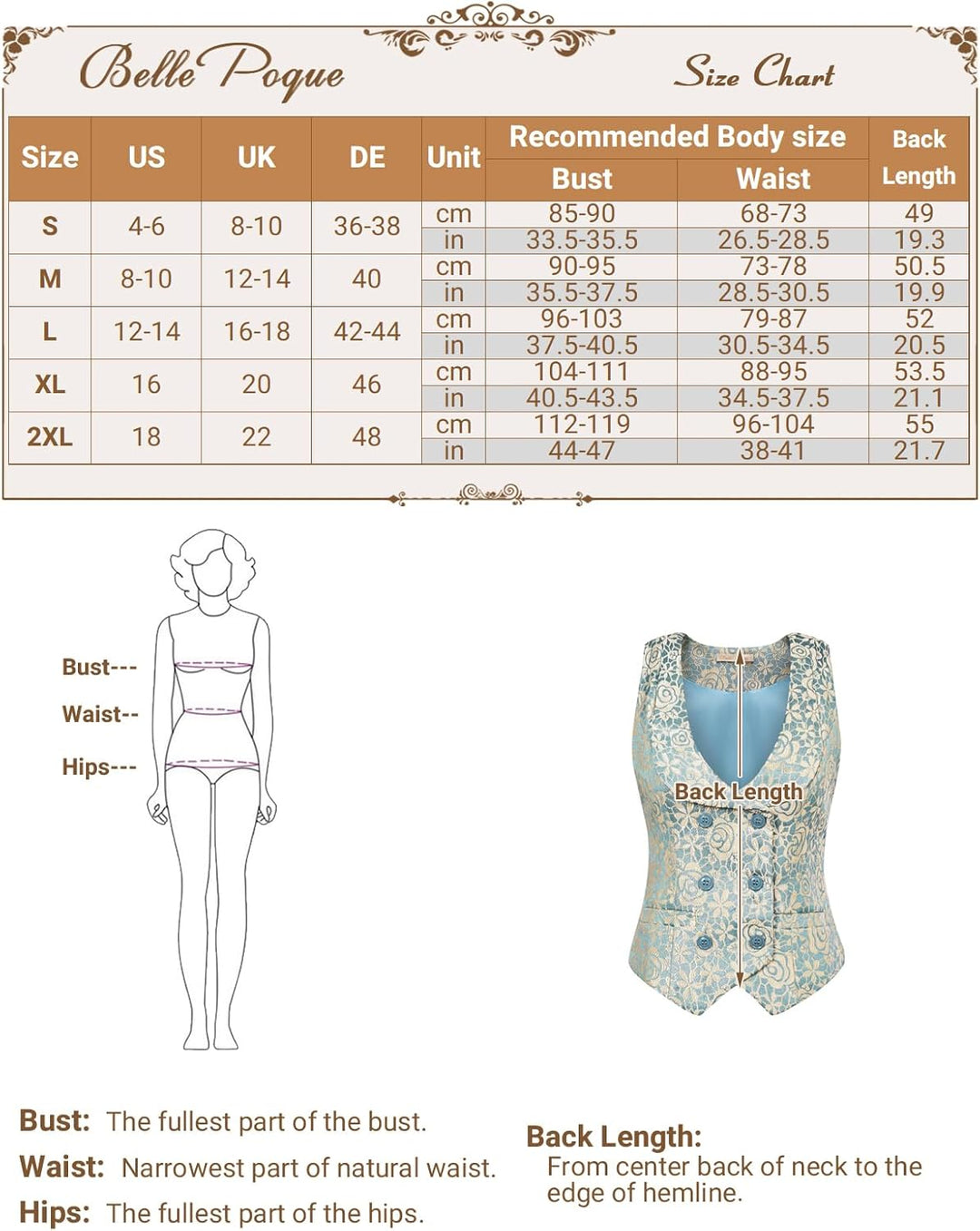 Damen Weste mit Gebogenes Revers V-Ausschnitt Karierte Weste mit Zwei Taschen Geometrischer Saum Ein