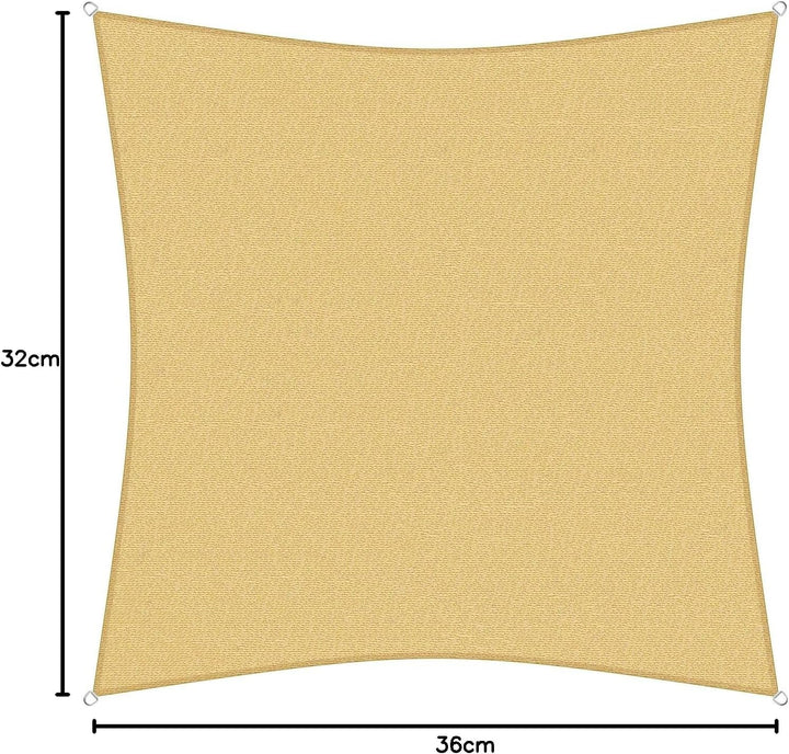 sunprotect 83200 Professional Sonnensegel, 3 x 3 m, Quadrat, Wind- & wasserdurchlässig, beige 3 x 3