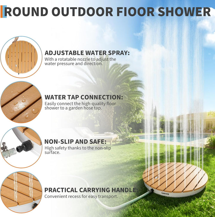Gartendusche Aussendusche Bodendusche Outdoor, Mobile Bodendusche Campingdusche, Mit Fussrad,Rund Fo
