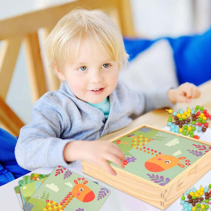 Gohytal Mosaik Steckspiel für Kinder, Spielzeug ab 2 3 4 5 Jahre Holz Mosaik Bastelset Kinder Pegboa