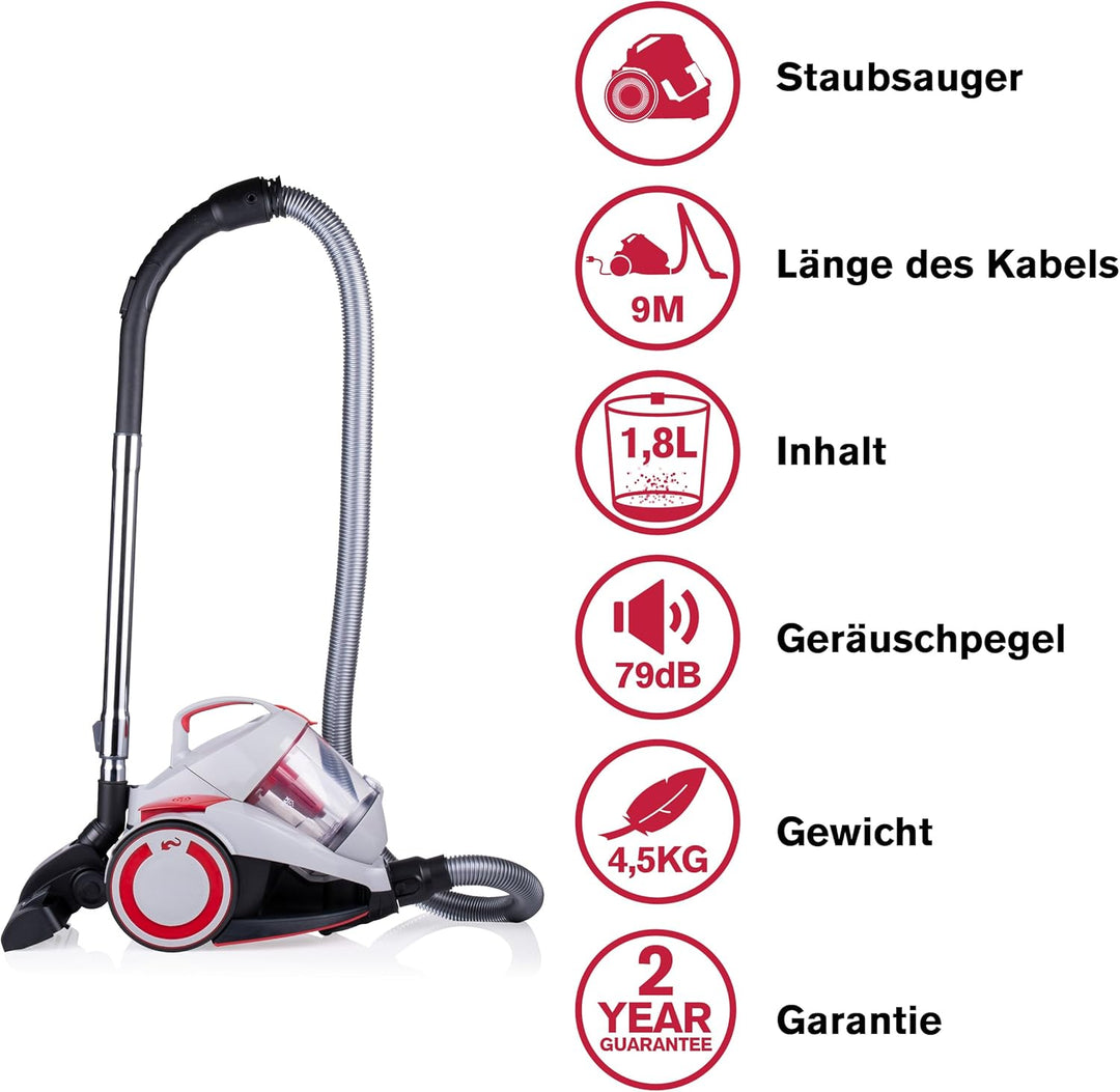 Dirt Devil Staubsauger ohne Beutel - DD2502 - 700W - HEPA 12 Filter - 9M Reichweite - mit Combibrush