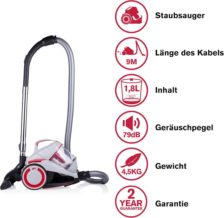 Dirt Devil Staubsauger ohne Beutel - DD2502 - 700W - HEPA 12 Filter - 9M Reichweite - mit Combibrush