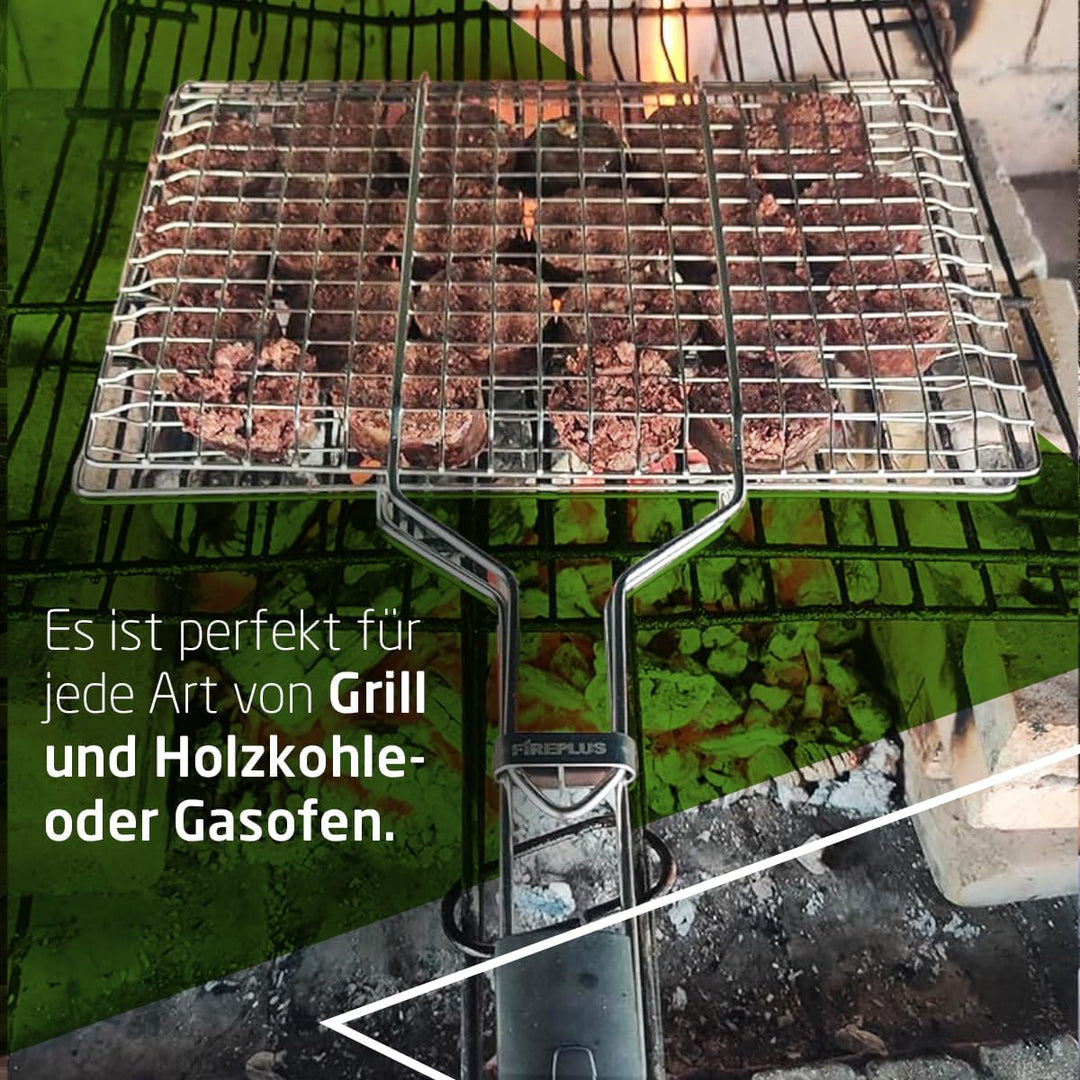 Amig – Grillrost für Barbecue – Doppelter Grillrost mit Sicherheitsverschluss und rutschfestem Griff