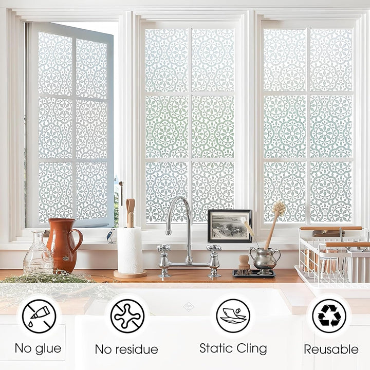 Lifetree Fensterfolie Blickdicht Selbsthaftende Sichtschutzfolie Fenster Dekofolie Privatsphäre Stat