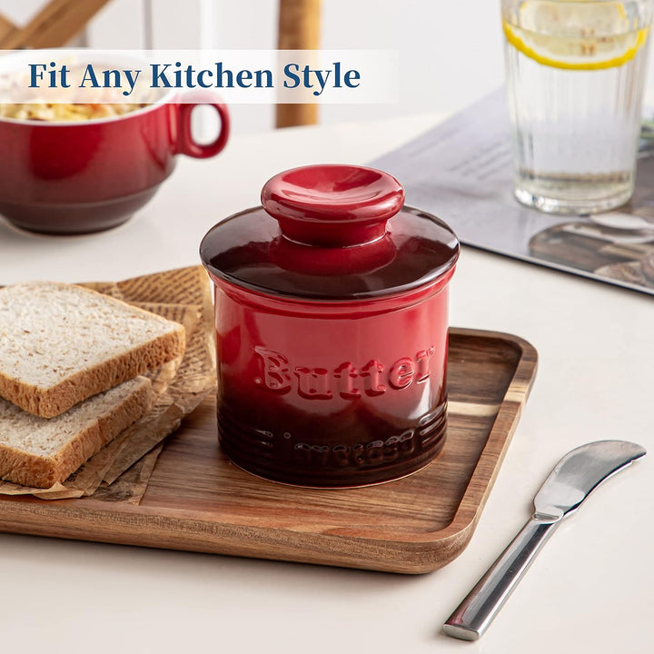 Butterglocke 180ml mit Deckel, LOVECASA Französische Butterdose mit Wasserlinie, Butterschale mit De