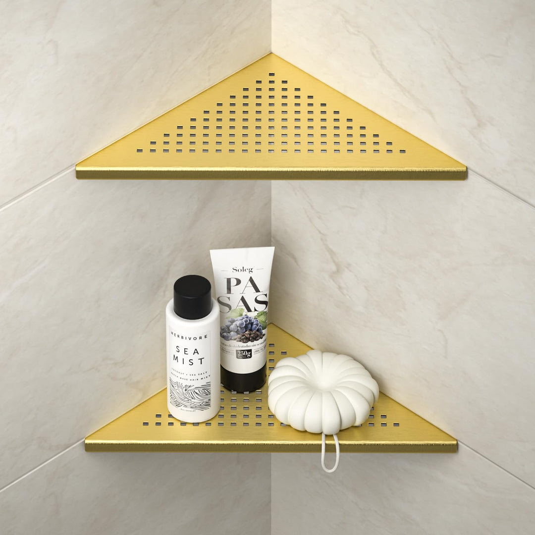 Eck Duschregal, Edelstahl 304 Badezimmerregal aus Stahl mit Gitterdesign für geflieste Wände, Einbau