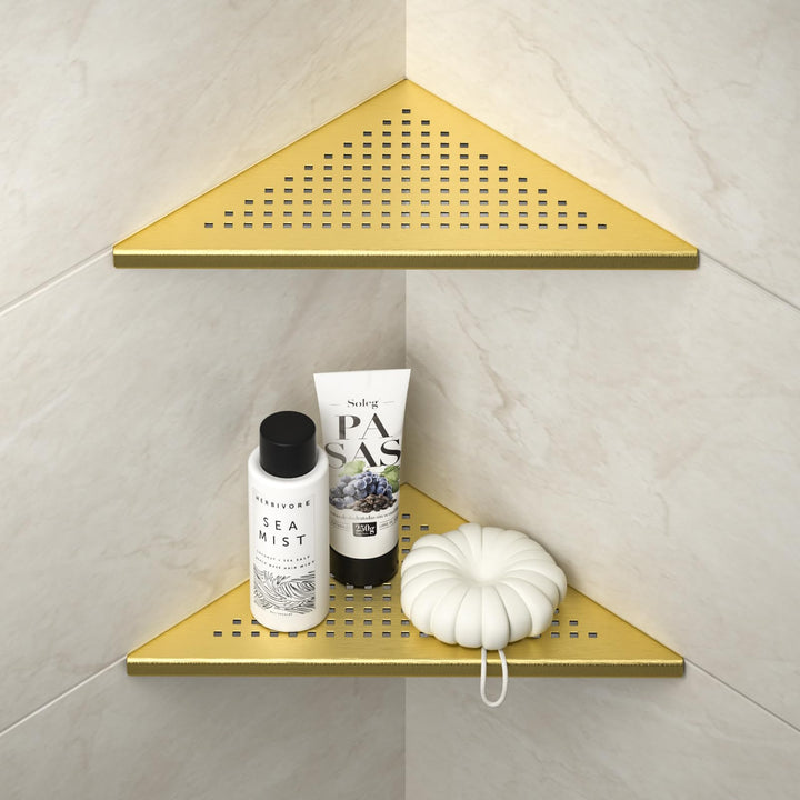 Eck Duschregal, Edelstahl 304 Badezimmerregal aus Stahl mit Gitterdesign für geflieste Wände, Einbau