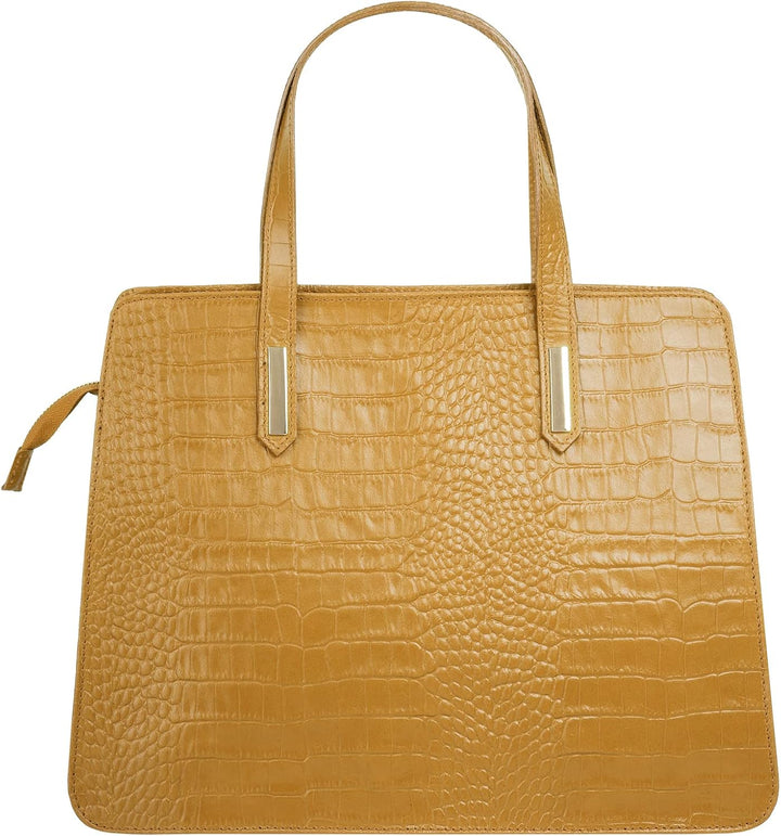 Cluty Handtasche Echt Leder Damen - 021321 Gelb, Gelb