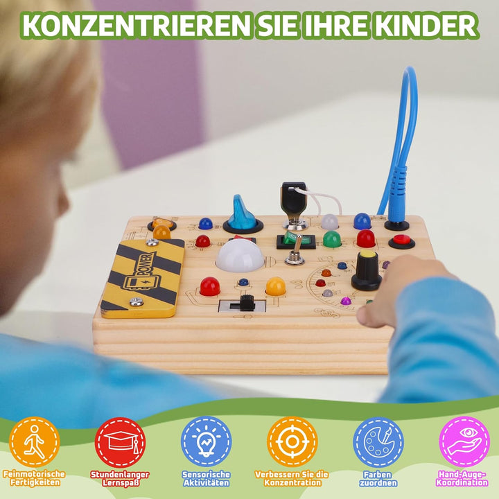 Konijiwa Montessori Spielzeug ab 1 Jahr Busy Board Activity Board Spielzeug ab 2 Jahre Holzspielzeug
