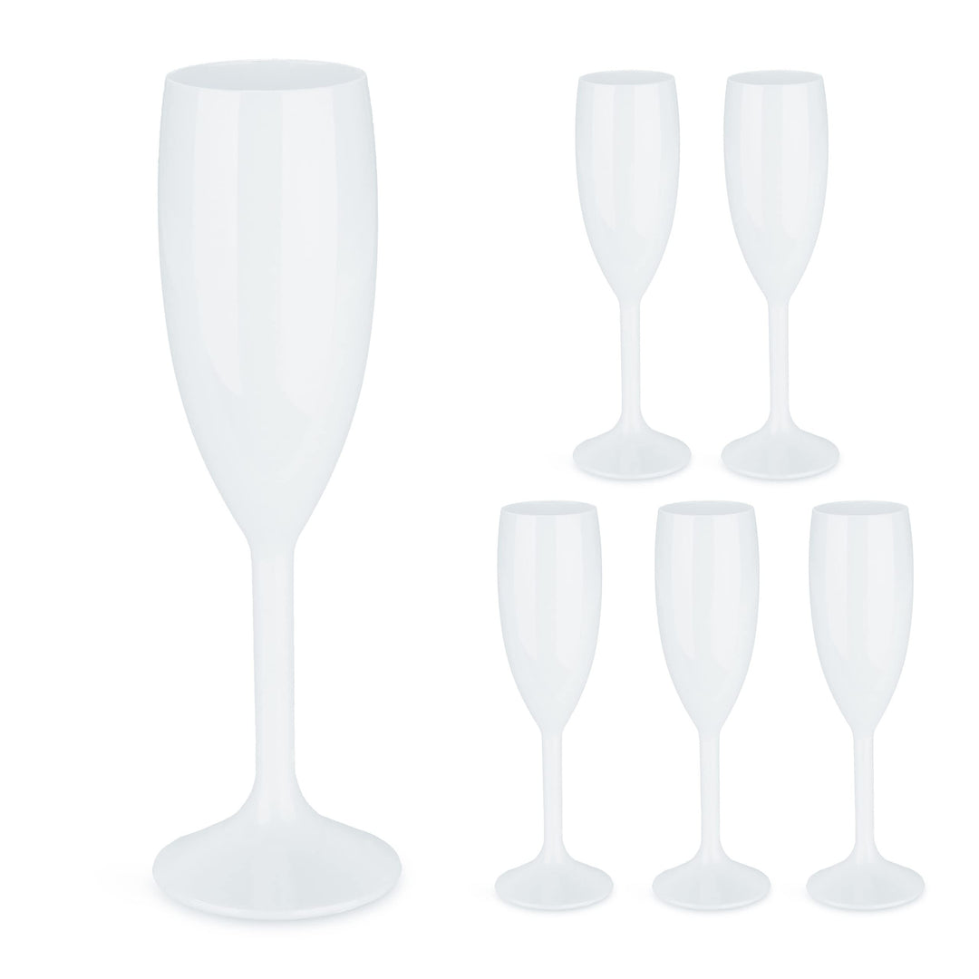 Relaxdays Sektgläser Kunststoff, 6er Set, bruchfest & BPA-frei, Mehrweg Champagner Gläser, 160 ml, S