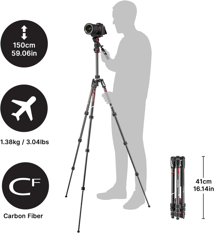 Manfrotto MVKBFRTC-LIVEUS Befree Live-Video-Stativ-Set aus Kohlefaser mit Flüssigkeitskopf, M-Lock T