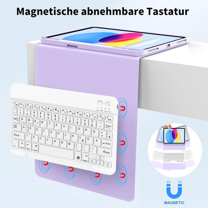 Hülle mit Tastatur für iPad A16 11.Generation 11 Zoll 2025, iPad 10. Generation 2022 10,9 Zoll, Blue